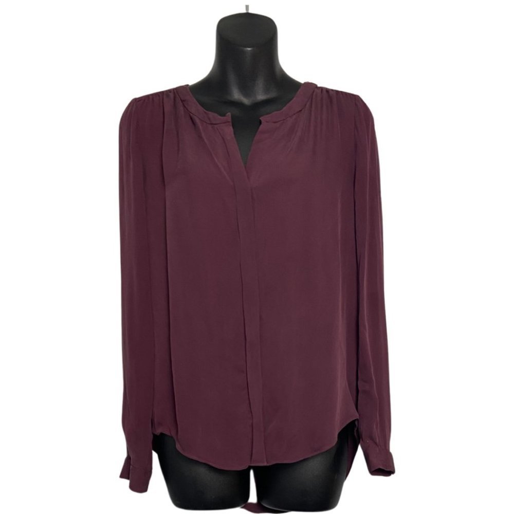 T.babaton Burgundy Silk Button Down Burgundy Blouse Size Small